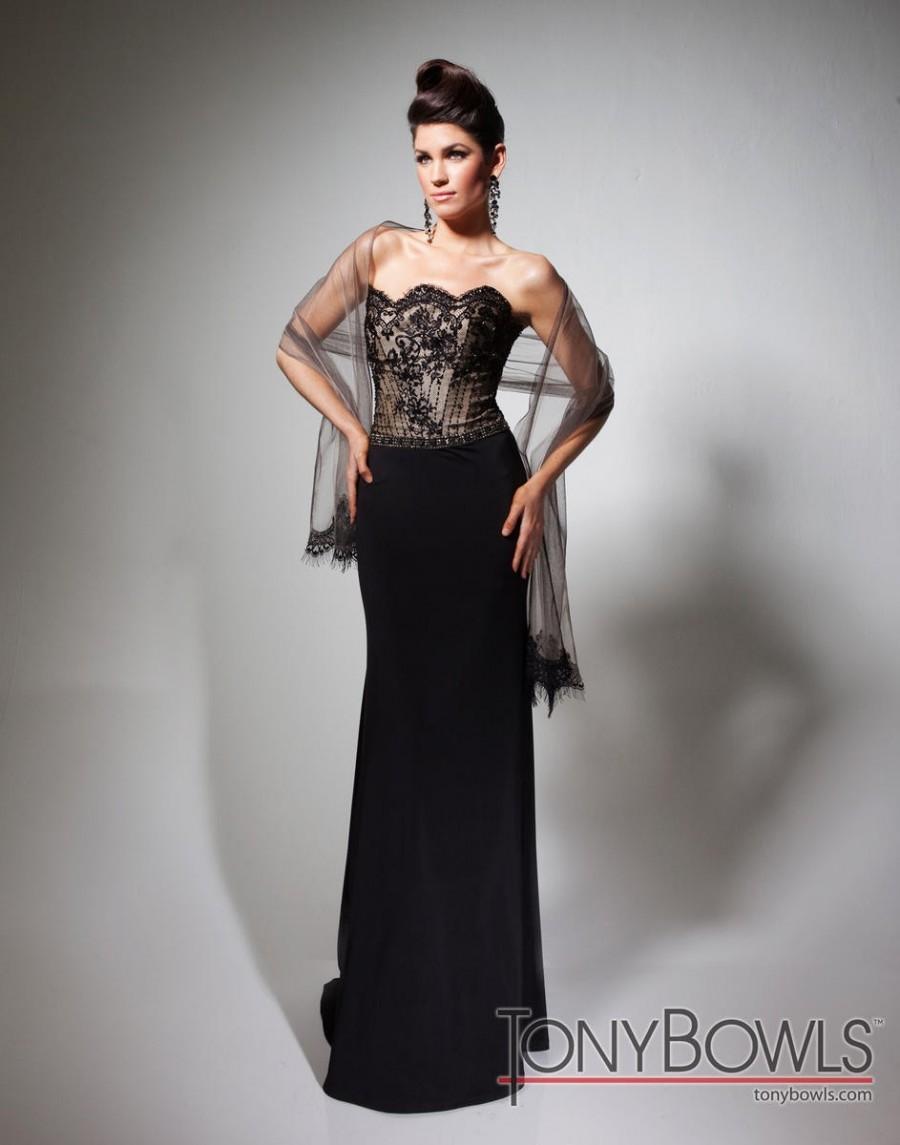 Mariage - 2014 Special Black Beaded A-line Tony Bowls Evenings Tbe21390 Lace Dress - Cheap Discount Evening Gowns