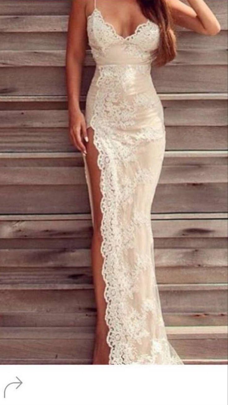 Свадьба - Aliexpress.com : Buy Free Shipping Missord Fashion 2016 Sexy V Neck Sleeveless Pink Lining White Lace Crochet Maxi Split Dress FT5170 From Reliable Dress Camisole Suppliers On Miss Ord Fashion