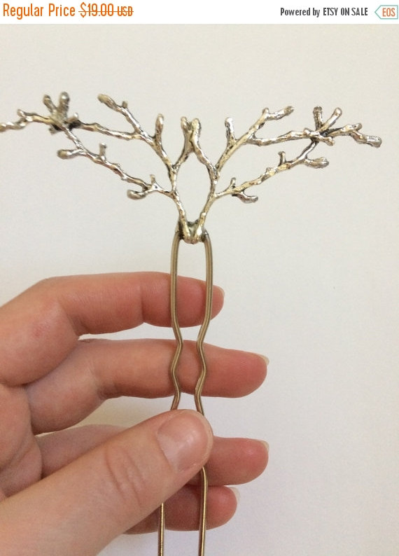 Mariage - SALE Soldered Silver Branch Hair Pin Soldered Branch Twig Hair Stick Bun Hair Pin Silver Bridal Tree Hair Pin Silver Tree Hair accessory