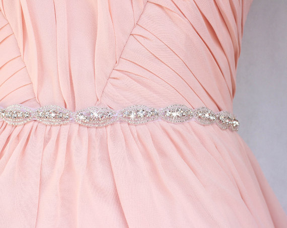 Hochzeit - Crystal belt Bridesmaid belt Thin bridal belt Rhinestone Belt Bridal headband beaded belt for wedding dress holiday gift