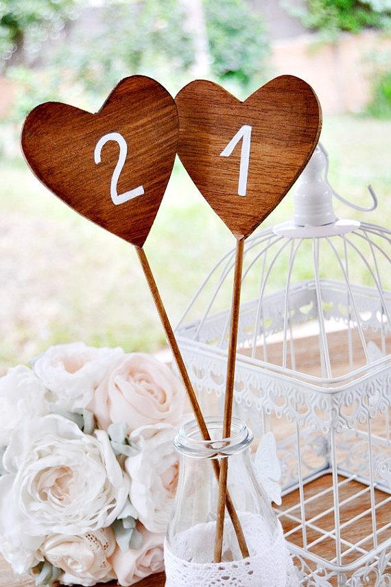 5 Wooden Table Number Heart Shaped Wooden Heart Wedding Table Table 