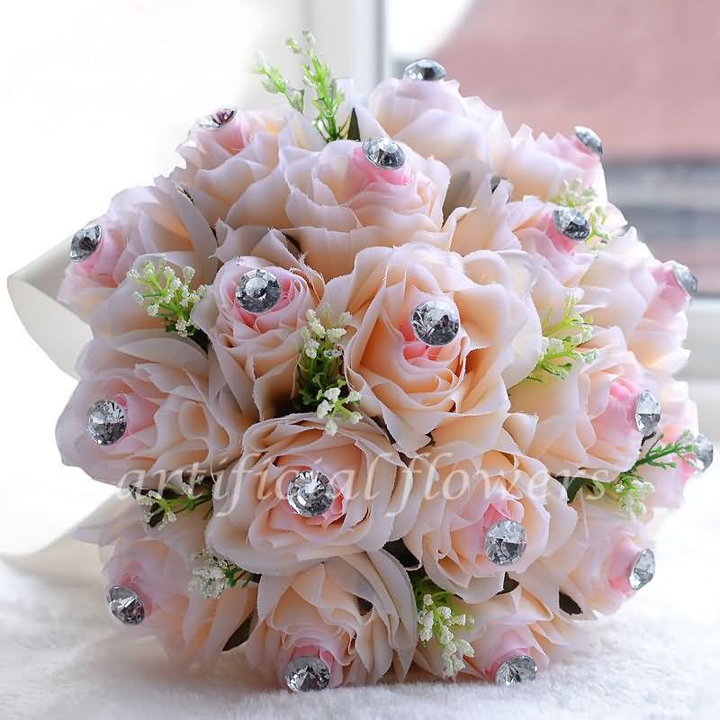 زفاف - Artificial Bridal Silk Flower Bouquets Appealing Flowers For Weddings Pink Tall 28CM [13050550] - $36.86 : cloneflower.com