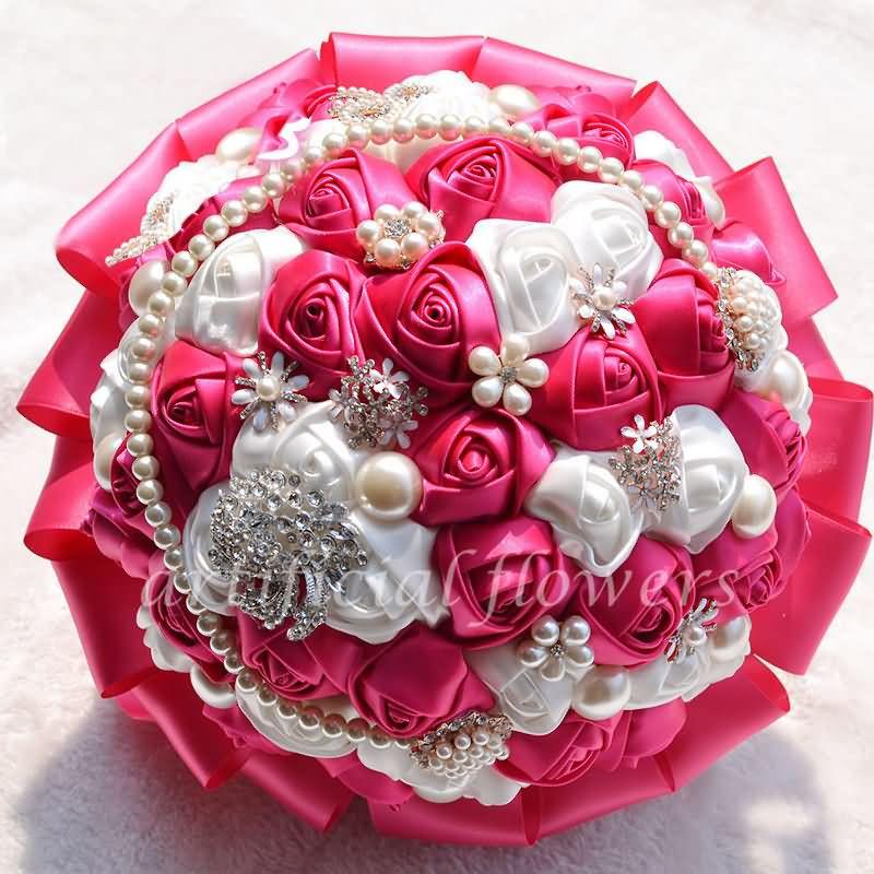 Wedding - Silk Flowers For Wedding Bouquet Ideas Best Flowers For Bridal Bouquet White & Red Tall 28CM [13050537] - $55.56 : cloneflower.com