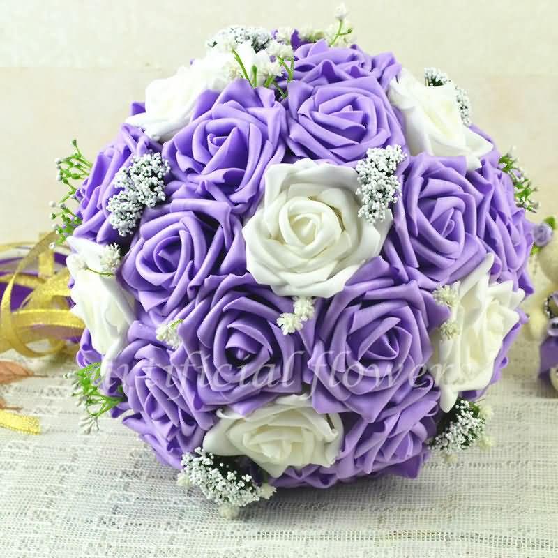 Mariage - Silk Flowers Wedding Bouquets Bridesmaid Wedding Flower Decoration Purple Tall 30CM [13050528] - $49.03 : cloneflower.com