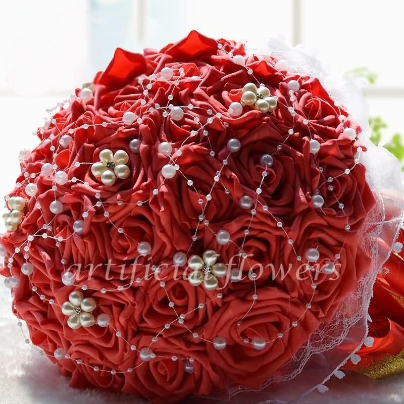 زفاف - Best Bridal Wedding Silk Flowers Bouquets Artificial Flower Bouquets For Weddings Red Tall 30CM [13050541] - $40.55 : cloneflower.com
