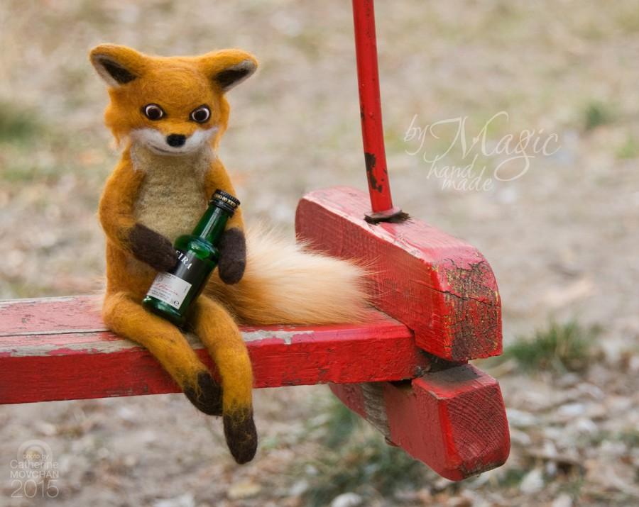 Свадьба - MADE TO ORDER Needle felted bad taxidermy fox, wierd toy, wool animal, soft sculpture, felted fox, wool creature, unique gift, autumn