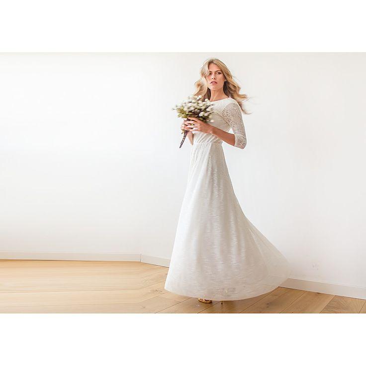 زفاف - Ivory Lace Backless Wedding Gown, Lace Wedding Dress, Maxi Lace Wedding Dress