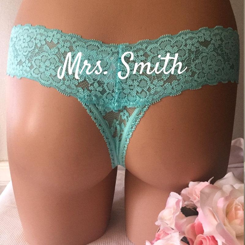 Mariage - Bridal Panties, Undies, Lingerie - Tourquois Blue Thong Something Blue / Customized Personalized Underwear Thong  - - Size S - L