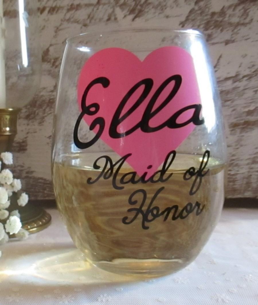 personlized wedding wine glass ~ custom bride bridesmaid maid of