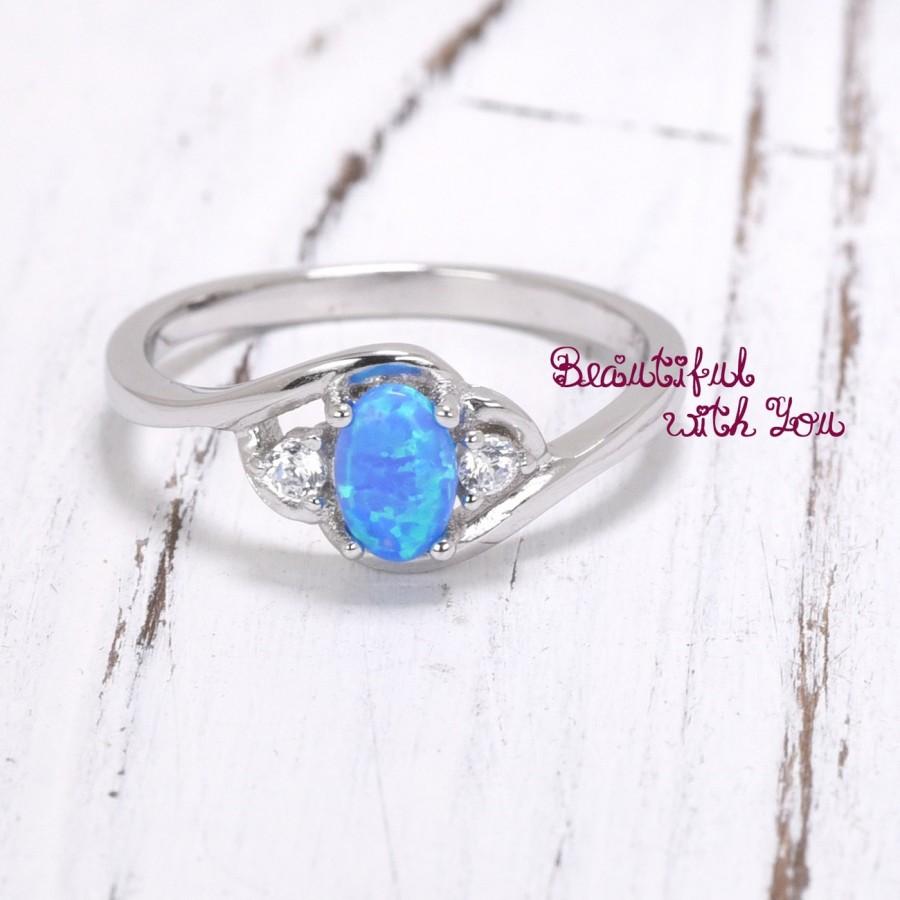 Wedding - Dainty Blue Opal Ring 
