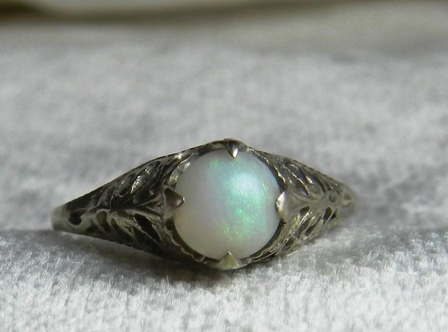 Свадьба - Opal Ring 14K Gold Art Deco 1920s Opal Engagement Ring Edwardian Art Deco Ring October Birthday Libra