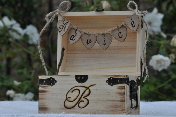 زفاف - Rustic Wedding Advice Box -Shabby Chic Wedding  - Treasure Chest