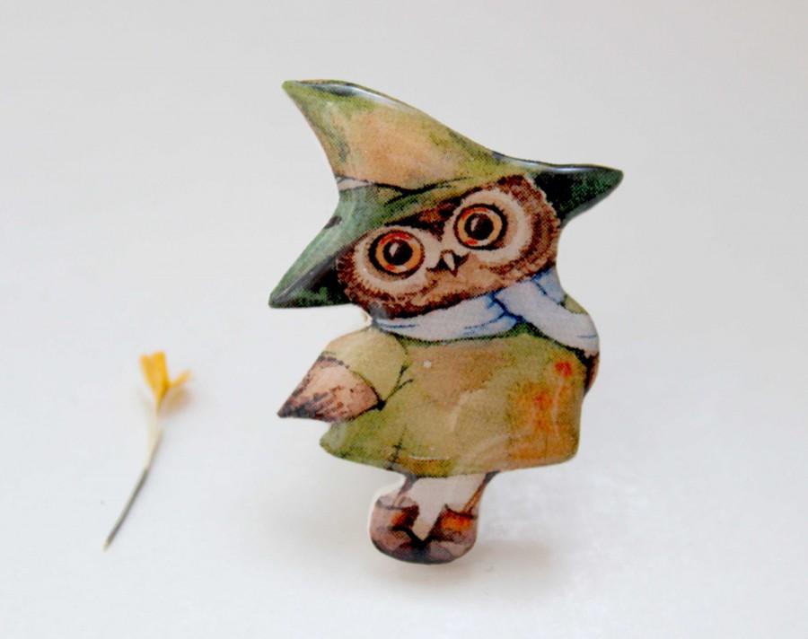 Свадьба - FREE SHIPPING halloween Gift Snusmumrik owl brooch pin owl jewelry animal jewelry For owl lovers clay brooch casual jewelry (0113)