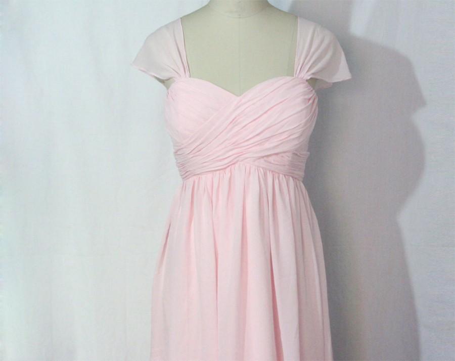 Свадьба - Pink Sweetheart Bridesmaid Dress Short Chiffon Pale Pink Bridesmaid Dress-Custom Dress