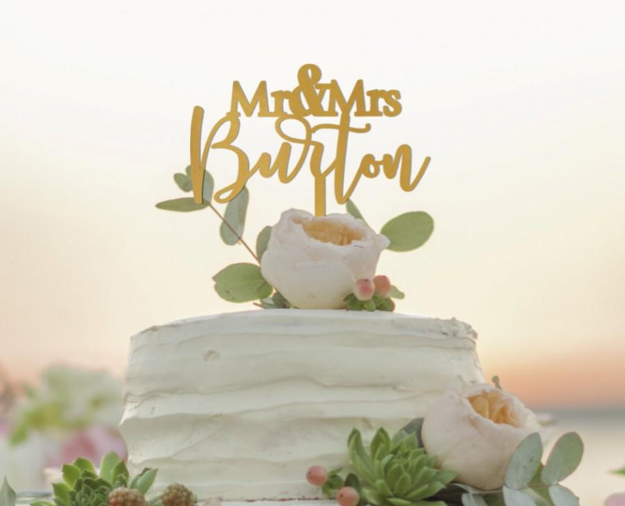 زفاف - Mr and Mrs - Personalized Wedding Cake Topper - Wood