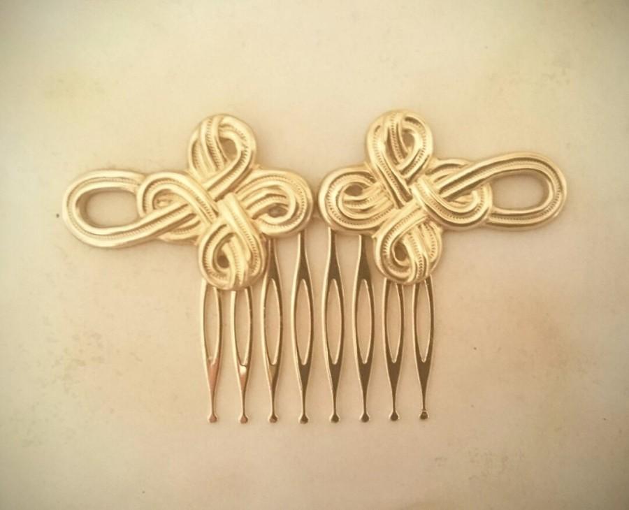 Свадьба - Celtic Knot Hair Comb Gold Rope Hair Comb Wedding Hair Bridal Hair Wedding Accessories Celtic Hair Celtic Wedding