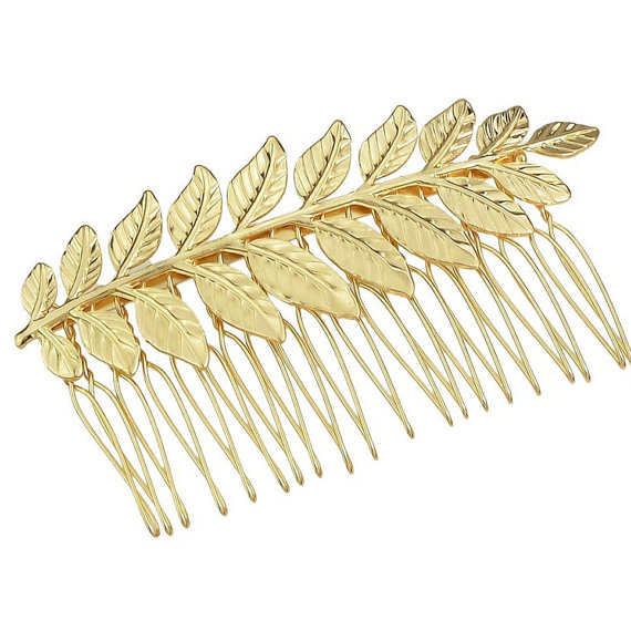 Свадьба - Gold Leaf Hair Comb. Bridal Hair Comb, Leaf Headpiece, Wedding Hair Accessory, Woodland Hair Accessory, Gold Leaf Hair Comb