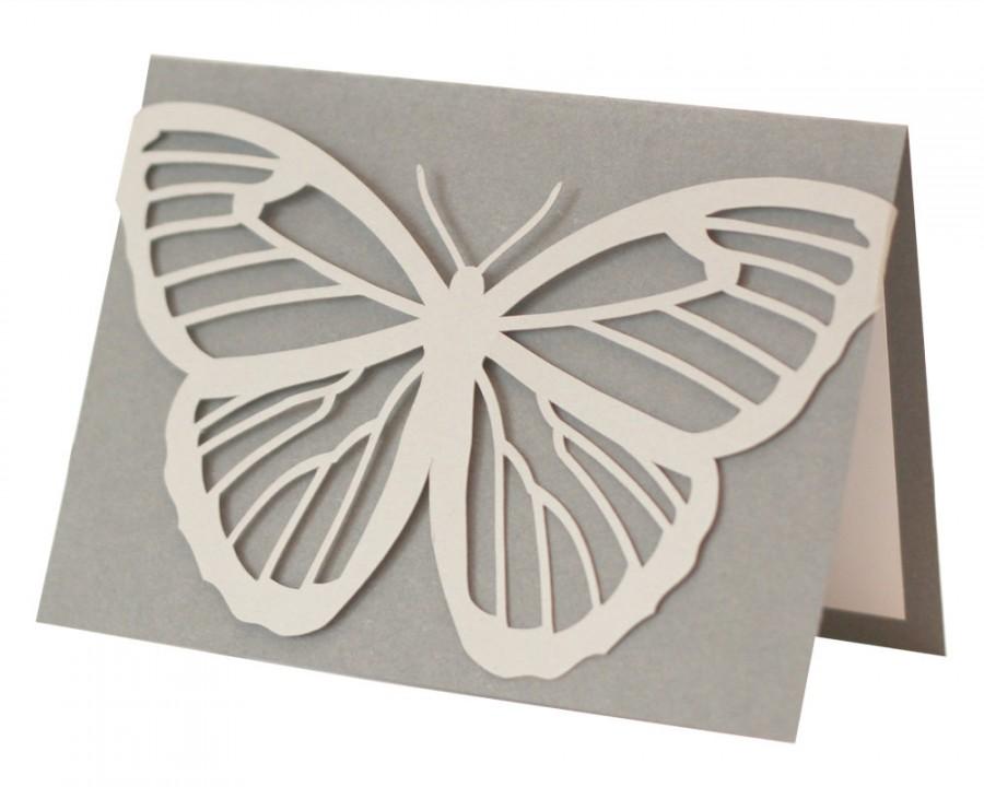 زفاف - Butterfly Thank You Notes - set of 10, delicate, cutout, wrap, gratitude, silver, garden, party, registry, initials, logo, monogram, cute