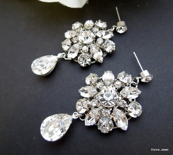 زفاف - Bridal Crystal earrings,Wedding Rhinestone Earrings,Bridal Rhinestone Earrings,Swarovski Crystal,Statement Bridal Earrings,Stud, SAVANNAH