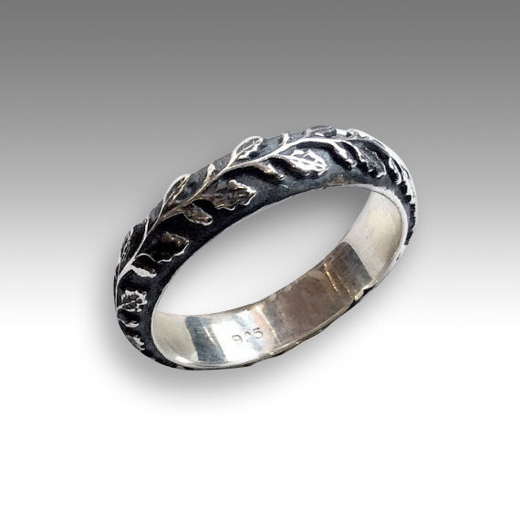 زفاف - Unisex wedding band, nature ring, Mens Womens ring, vine ring, botanical band, boho ring, unique wedding band, leaves - Waves of love R2152