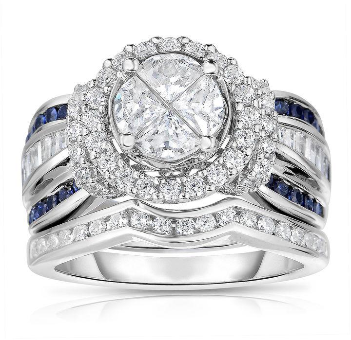 زفاف - MODERN BRIDE Harmony Eternally in Love 1 CT. T.W. White and Color-Enhanced Blue Diamond Ring