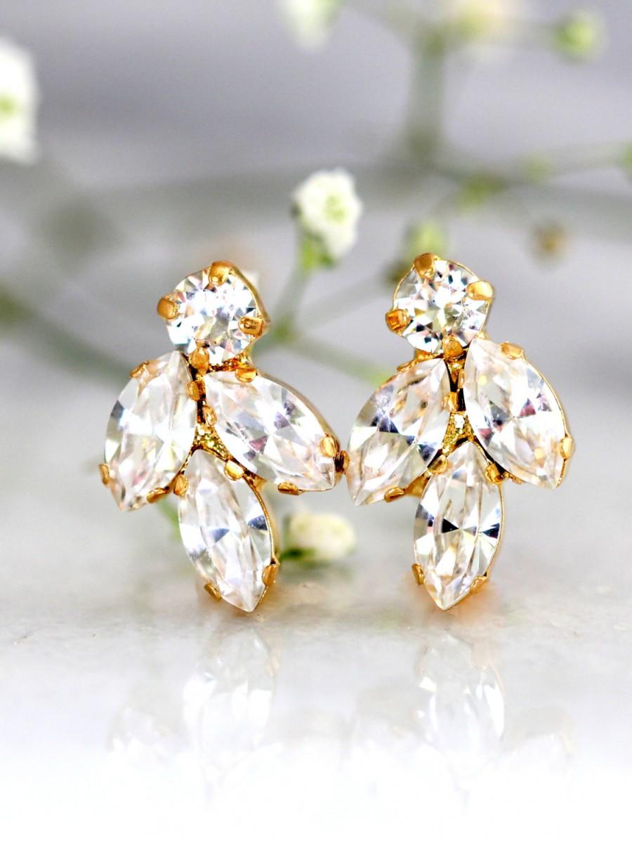 Hochzeit - Bridal Crystal Earrings,Swarovski Bridal Crystal Earrings,Bridal Cluster Earrings,Bridesmaids Earrings,Crystal Bridal Earrings,Crystal Studs
