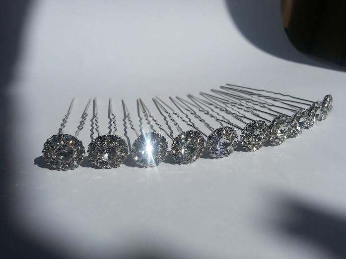 Hochzeit - Bridal Hair Pins, Crystal Hair Pins, Rhinestone Hair Pins, Diamante Hair Pins, Wedding Hair Pins, Bridal Headpiece, Set of 10 Hair Pins.