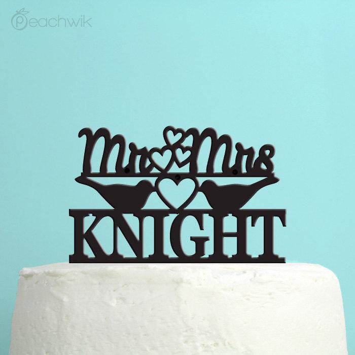 Mariage - Love Birds Wedding Cake Topper - Personalized Cake Topper -  Last Name Wedding Cake Topper -  Custom Colors - Peachwik Cake Topper - PT26