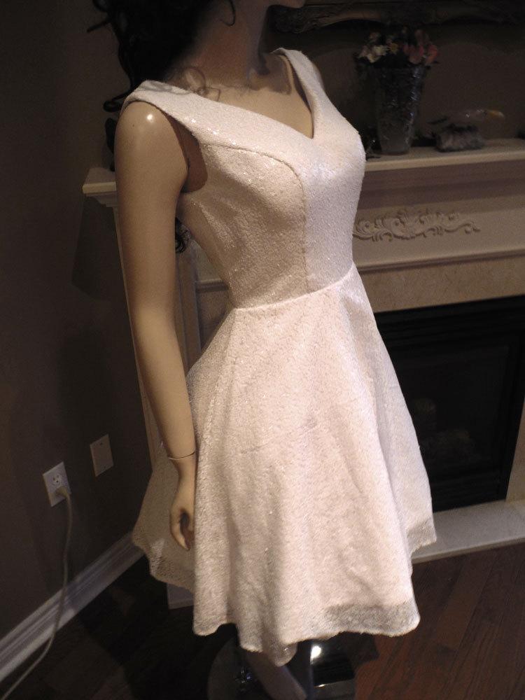Mariage - White sequin bridesmaid dress, White bridesmaid dress, Sequin wedding dress, white sequin dress