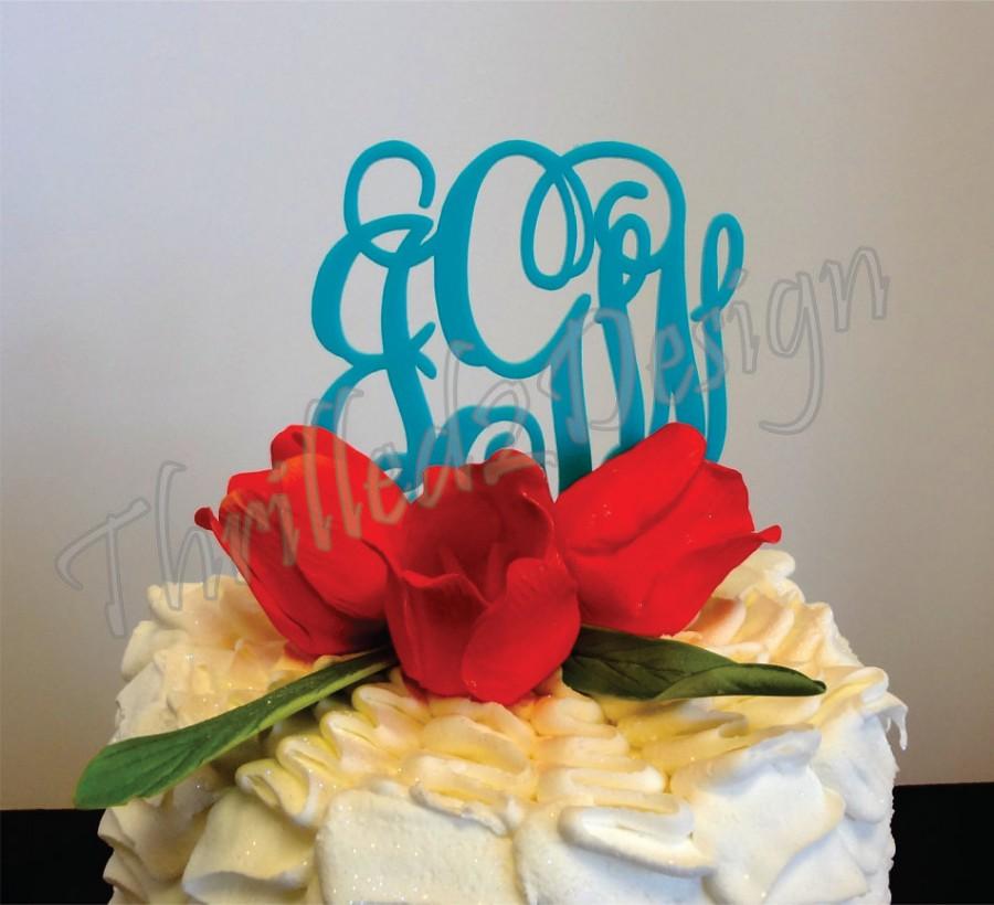 Mariage - 6 inch Vine connected monogram CAKE TOPPER - wedding and/or birthday