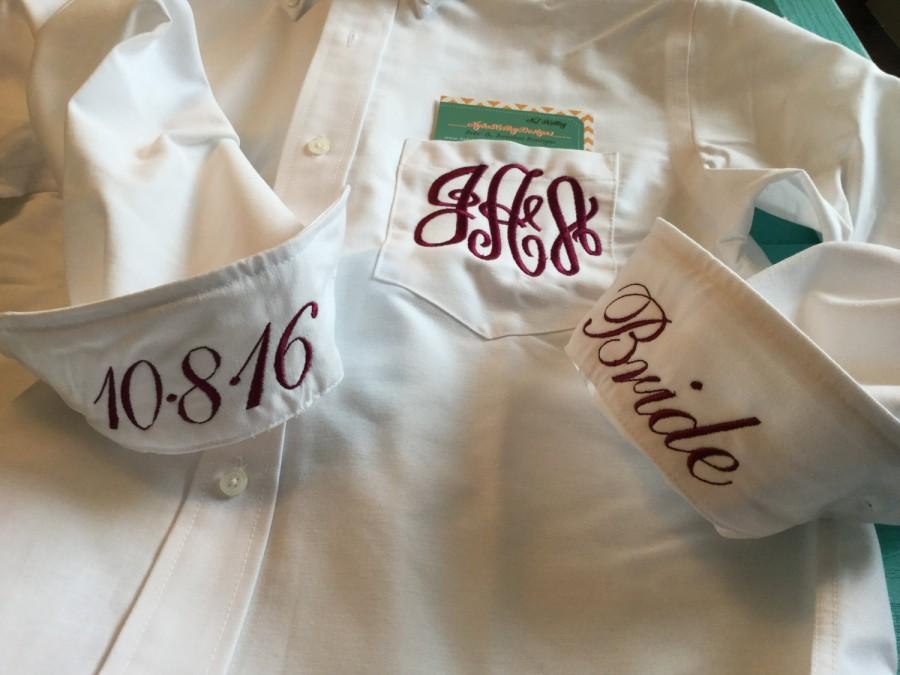 Mariage - Wedding Party Shirts, Bridal Shower, Bride New Initials & Date Embroidered Personalized Custom Monogrammed Plus Size S M L XL xl 2 3 4X