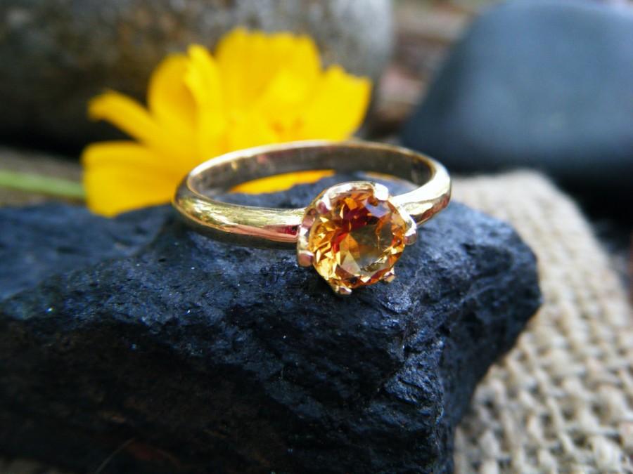 Hochzeit - CITRINE engagement ring, Citrine gold ring, citrine cocktail ring, promise ring, anniversary ring, November birthday gift, Cancer star sign
