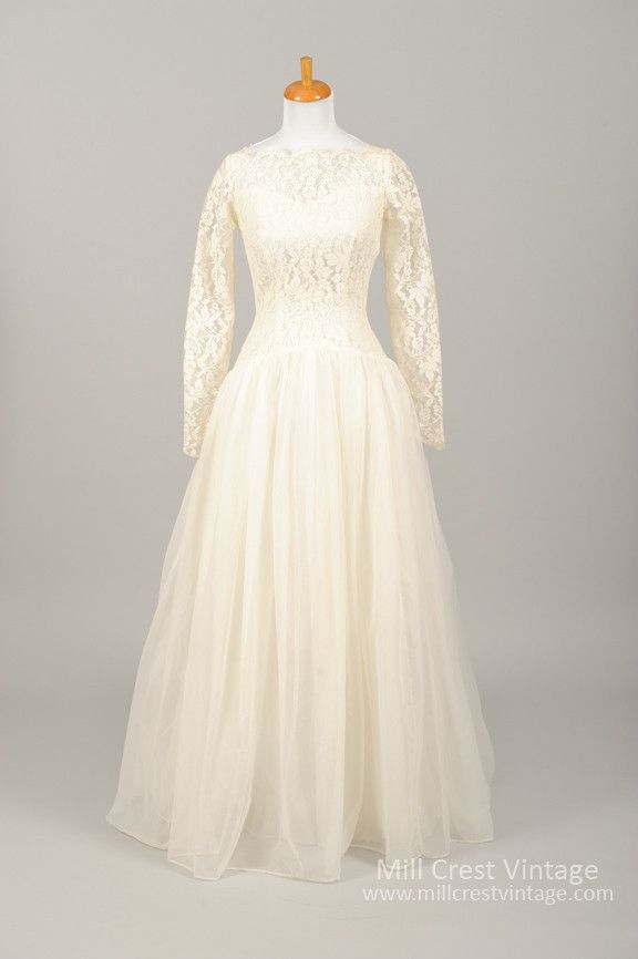 زفاف - 1960 Creamy Lace Vintage Wedding Gown