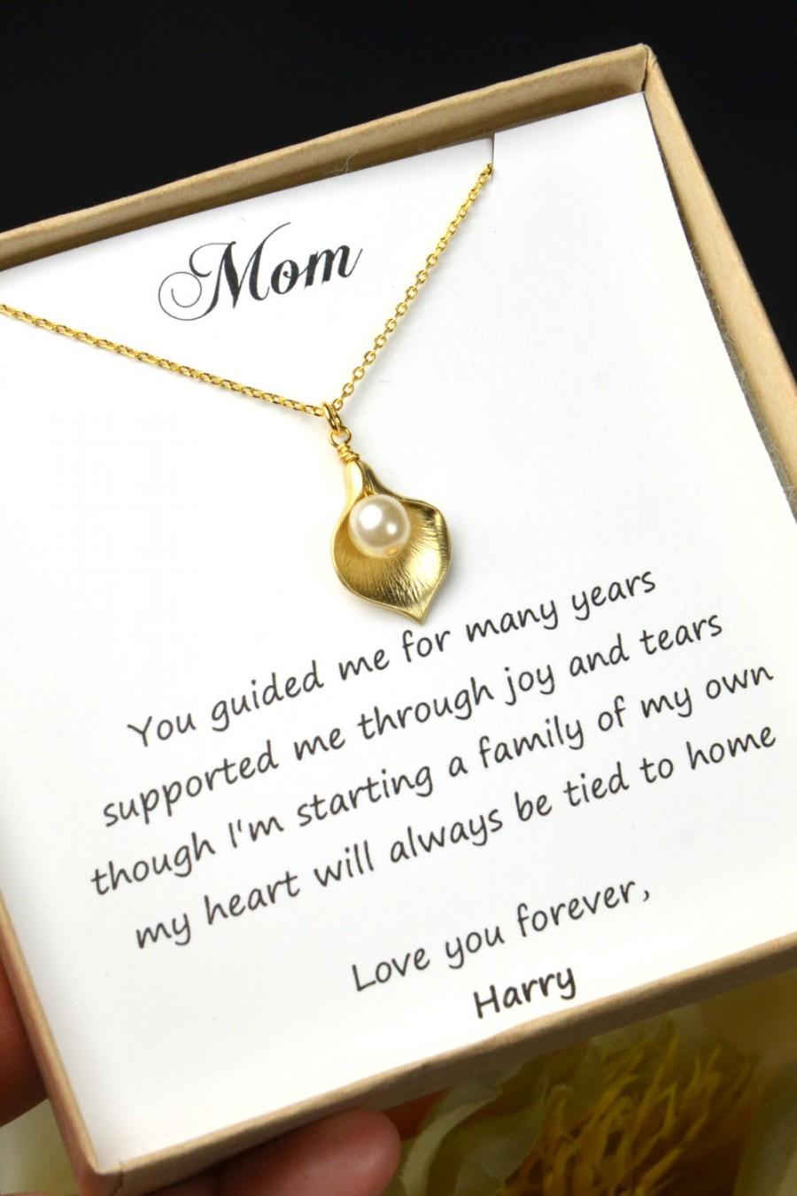 Свадьба - Pearl Necklace, Mother of the Groom Gift, Mother of the Bride Gift, Wedding Necklace, Gift for Mom