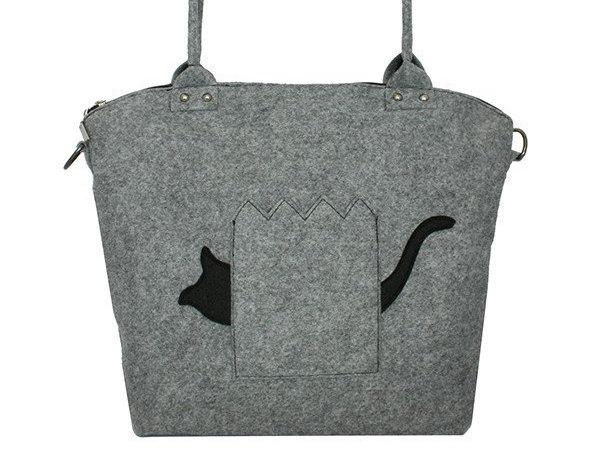 Свадьба - Cat Bag Grey Elegant Bag Grey Felt Bag for Woman , Wool Felt Bag, Girlfriend Gift, Christmas Gifts, Travel Bag, Grey Bag