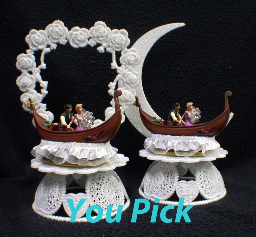 Hochzeit - Tangle Rapunzel Musical Disney Wedding Cake Topper Princess fairytale Boat Or Glasses Knife Server, Or Book