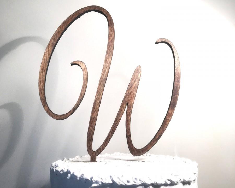 Wedding - Wooden Wedding Cake Topper: Letter W, Monogram Cake Topper, Rustic Cake Topper, Handmade Cake Topper