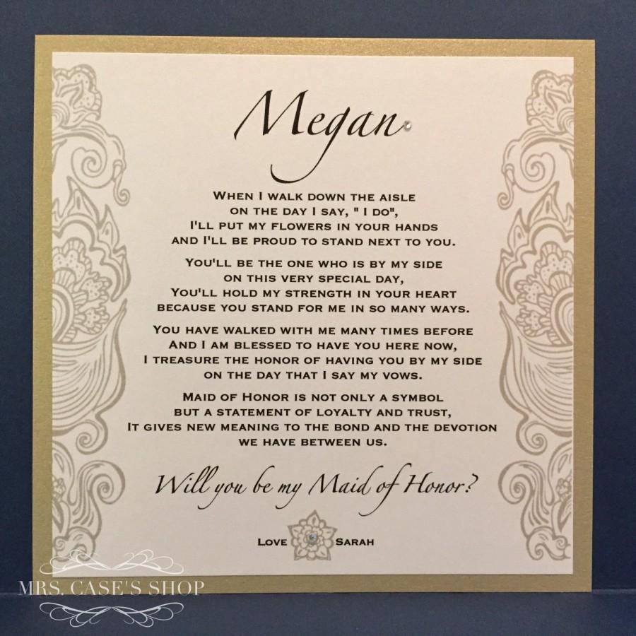 Mariage - Will You Be My Bridesmaid Card Maid of Honor Wedding Party Ask Bridesmaid Personalized Cards Invite gold black bridesmaid proposal