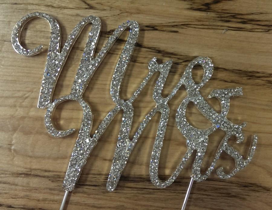 Mariage - NEW!!! Rhinestone Crystal Monogram Script "Mr & Mrs" Wedding Cake Toppers 3.5 inches Tall Free Shipping