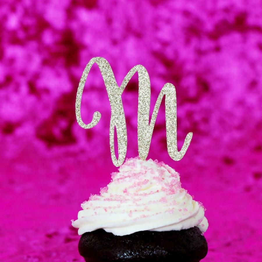 Wedding - 12 Glitter Letter Cupcake Toppers - 2.5" tall. Bachelorette Party. Engagement Party Decor. Baking Tools. Party Supplies. Party Decor. Paper.