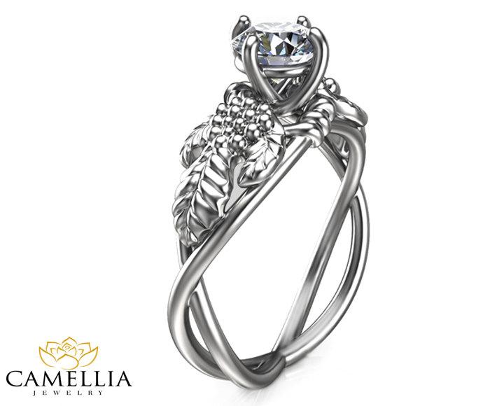 زفاف - Vine Moissanite Engagement Ring 14K White Gold Moissanite Ring Diamond Alternative Engagement Ring