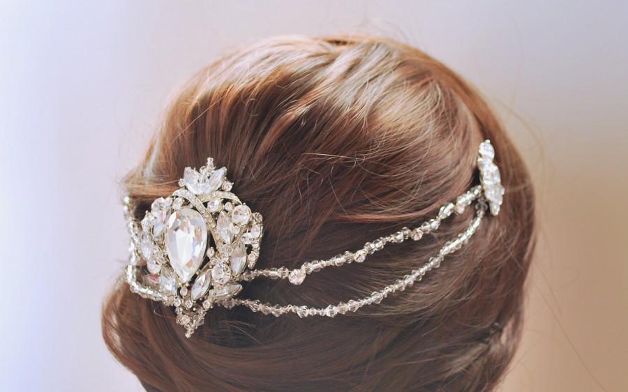 Hochzeit - Victorian wedding, Vintage style headpiece, Victorian headpiece, statement headpiece, antique style, Art Deco, diamond drape, hair jewellery