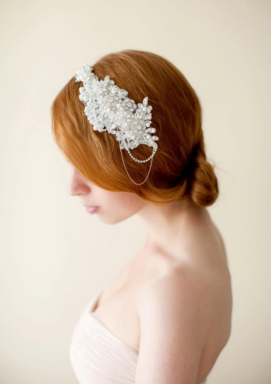 Свадьба - Wedding Hair Comb, Bridal Hair Comb, Floral, Lace Hair Comb, Crystal Headpiece, Bridal Headpiece - Style 230