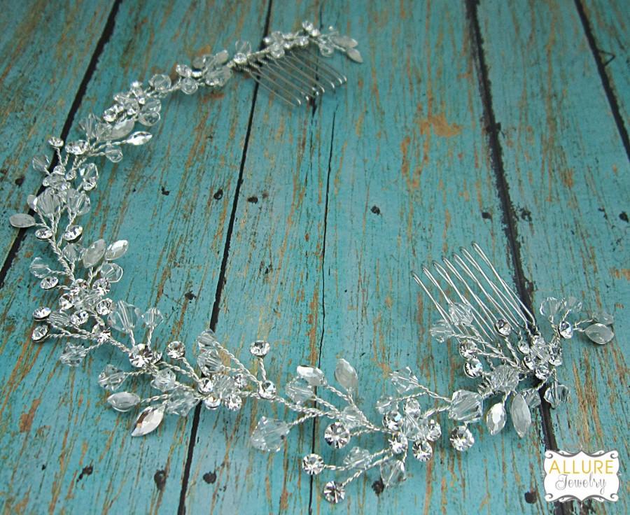 Hochzeit - Wedding Hair Vine, Bridal Wedding Headpiece Vine, Flexible Vine Handwired Crystal Hair Piece, Wedding Hair Accessories, Vine 208289559