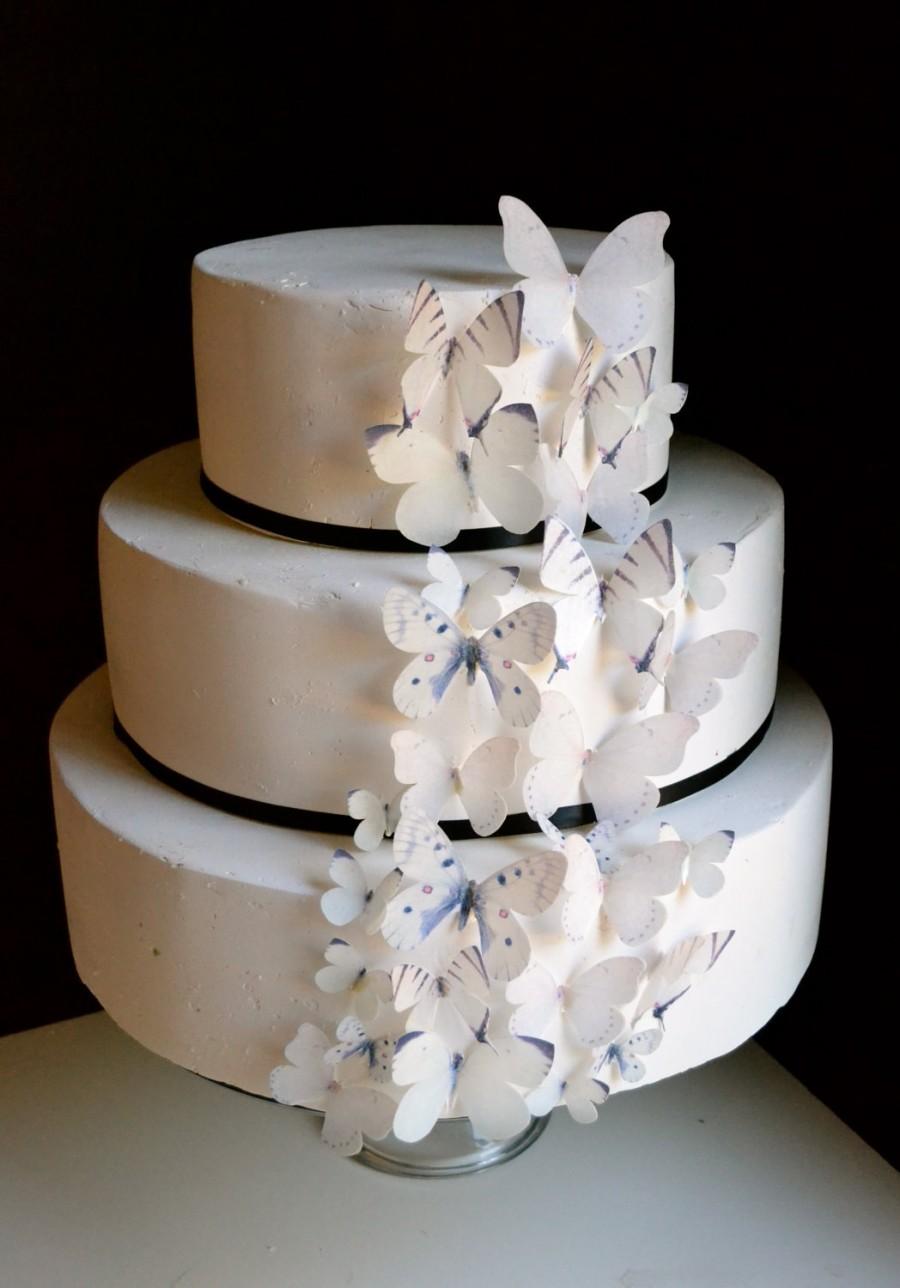 زفاف - Wedding Cake Topper Wedding Cake EDIBLE BUTTERFLIES - Assorted Natural White set of 30 - Wedding Cupcake toppers - Food Accessories