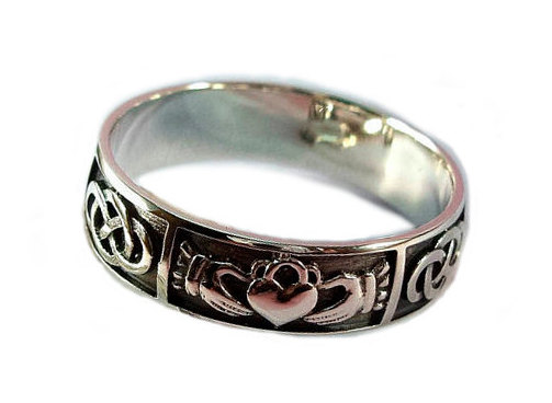 Wedding - Mens claddagh ring, Irish wedding ring, Handmade Claddagh ring men, Size to order, 925 silver, friendship ring, Gift for him, Three Snails