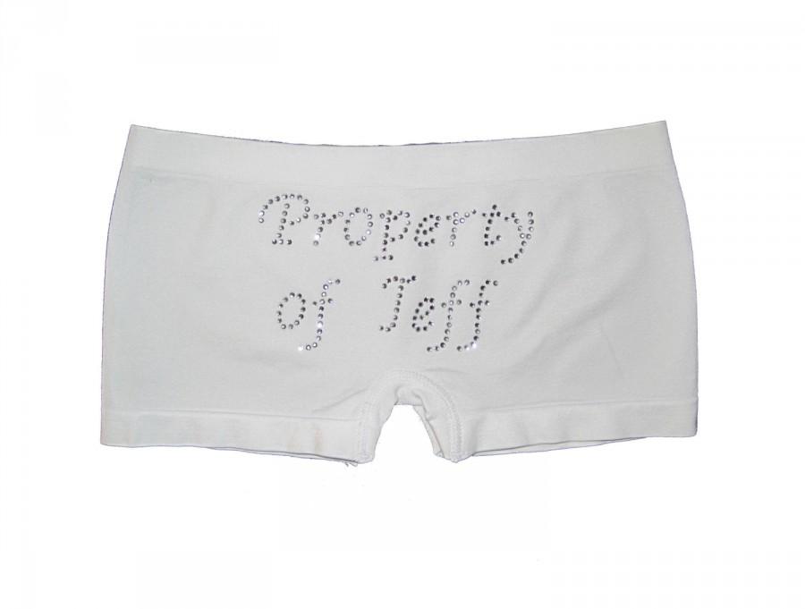 Hochzeit - Personalized Bride Booty Shorts Underwear. One Size Fits Most. Bridal Lingerie. Engagement Gift. Wedding Gift Just Married. Bride Underwear.