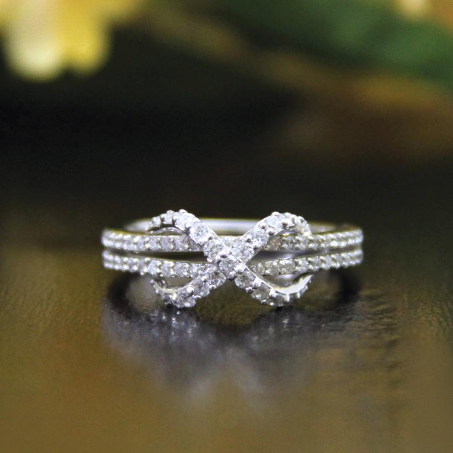 Wedding - Infinity Engagement Ring-Small Round Pave Set Diamond Simulants-Double Split Shank-Promise Ring-Statement Ring-925 Sterling Silver [1052]