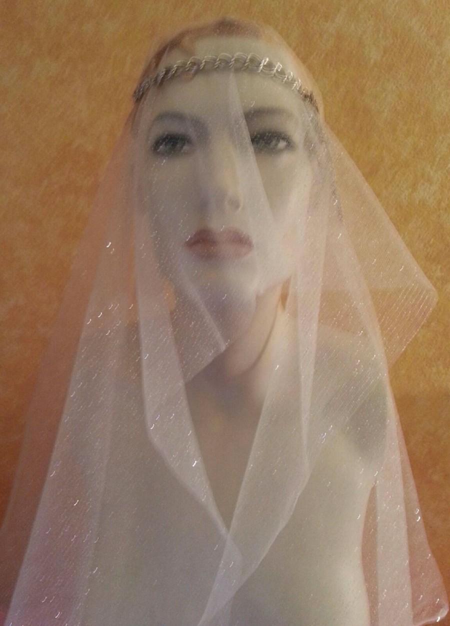 Hochzeit - Tudors Sparkle Goddess Pewter Silver Sparkle Tulle Bridal Headpiece & Veil Wedding Party Costume Bohemian Gypsy