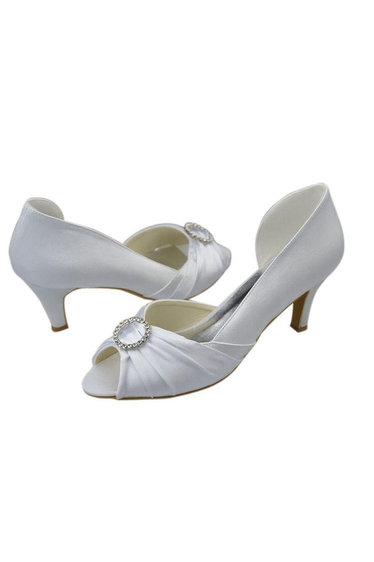 زفاف - Simple White Handmade Comfy Peep Toe Women Shoes For Wedding S40